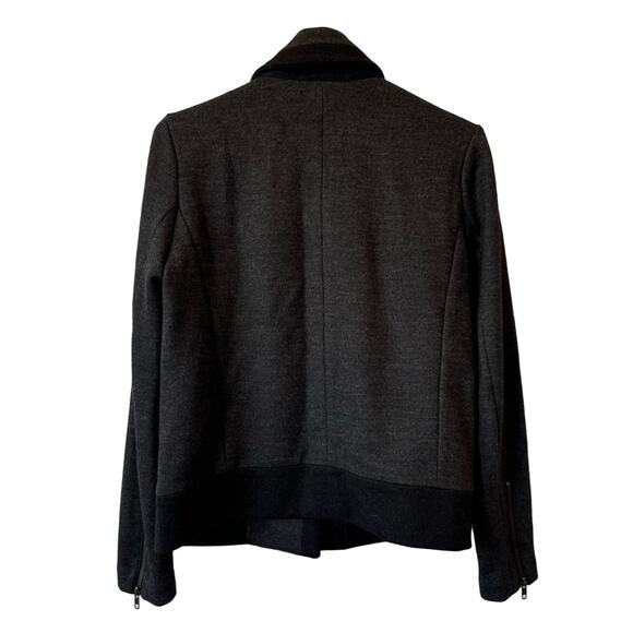 J.Crew Moto Biker Wool Blend Dark Charcloal Color block Grunge Lux Jacket 4 - Picture 2 of 6